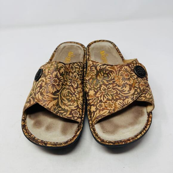 Alegria Vivica Floral Slide Sandals Brown Open Toe Comfort Shoes Clogs Size 41 - Picture 5 of 11